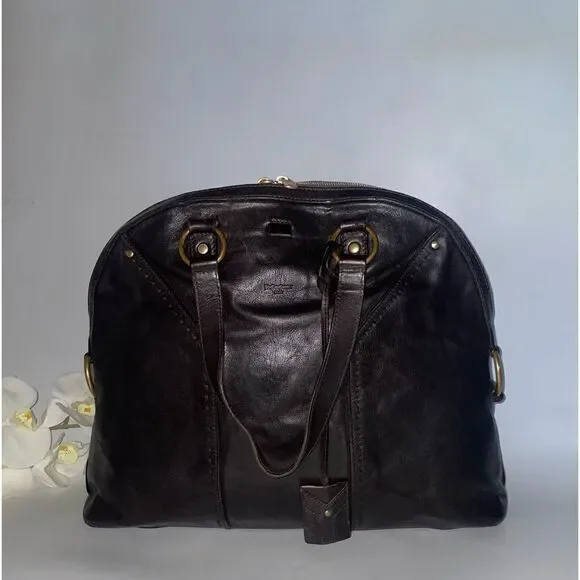 Authentic Yves Saint Laurent Brown Muse Leather Satchel - Picture 1 of 16